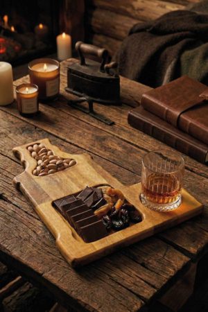 Doğal Ahşap Viski ve Çerez Sunum Tabağı - Özel Tasarım Sunum Standı