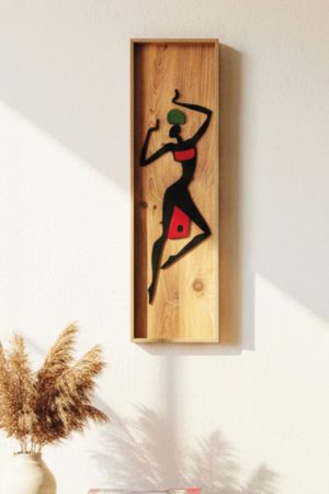 Afrikalı Kadın Ahşap Tablo Etnik Bohem Modern Salon Duvar Dekoru Pano Figür-1