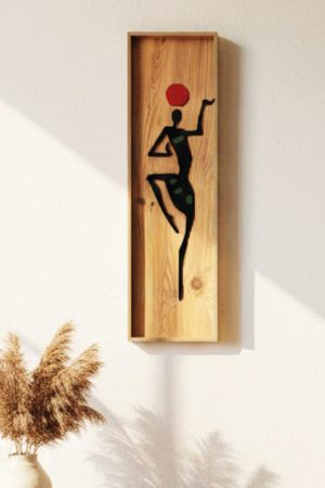 Afrikalı Kadın Ahşap Tablo Etnik Bohem Modern Salon Duvar Dekoru Pano Figür-2