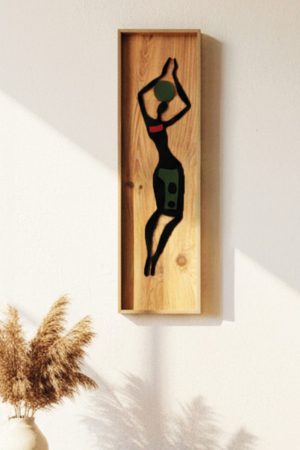 Afrikalı Kadın Ahşap Tablo Etnik Bohem Modern Salon Duvar Dekoru Pano Figür-3