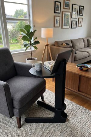 Siyah C Sehpa Tablet Standlı Koltuk Yanı Yan Sehpa Laptop Çalışma Masası