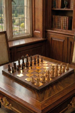 Premium Doğal Ahşap Satranç Takımı Lüks El İşçiliği Taşlar Dahil 37x37 Lüx Hediye